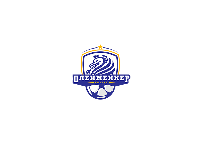 Playmaker logotype logos logo letter identity soccer white blue grey orange font brand