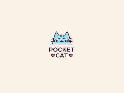 Pocket Cat animal blue cat cute dress identity logo logotype mascote pet pink