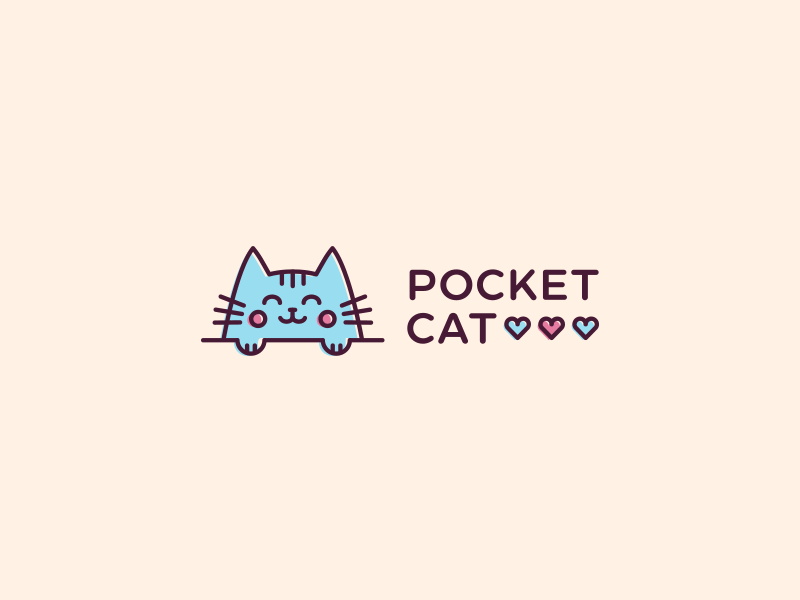 Pocket Cat animation brand cat cute gif identity kitty logo logos logotype pink store