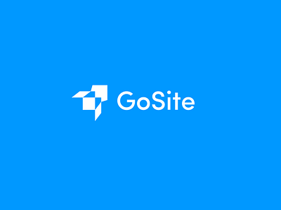 Gosite blue font identity logo logos logotype rocket sign site space type white