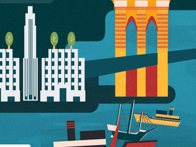 Infographic header - New York hidden gems brooklyn bridge new york ship