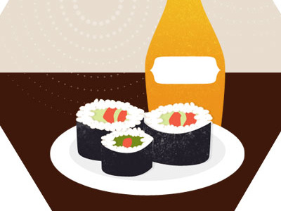 Sushi - infographic detail bottle plate sushi wine