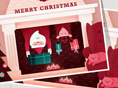 Santa Mission Impossible cat christmas deer fireplace gift holiday present santa sofa