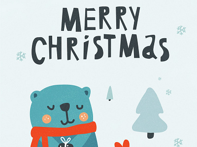 Merry Christmas card bear christmas cute duck snow