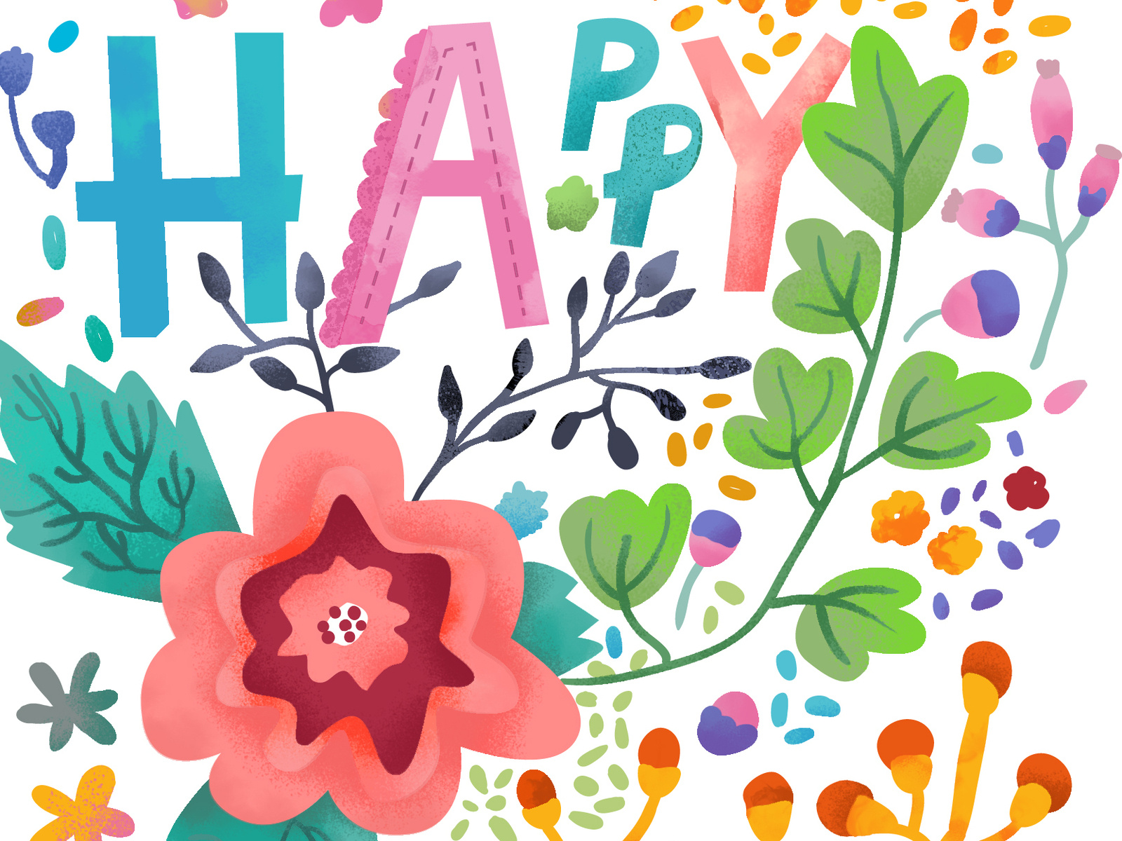 Happy Day Flower Print by Ana Djordjevic on Dribbble
