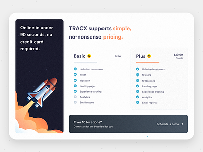 TRACX Pricing Page pricing page ui web design