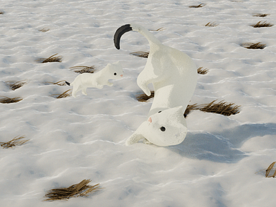 Funny Weasel 3d animals blender blender3d design lowpoly modeling snow