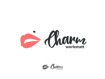 Charm - Werkstatt Kosmetiksalon Logo (Colored) beauty branding charm handwritten lips logo logotype minimal montserrat