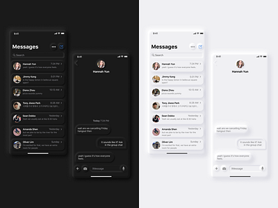Daily Ui 013 - Direct Messaging chat daily 100 challenge daily ui 013 dailyui dailyuichallenge darkmode design direct messaging ios lightmode message neumorphic design neumorphism skeumorphism ui uidesign