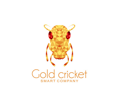 gold cricket low poly logo vector