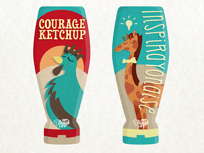 Get Through Life animals courage giraffe illustration inspiration ketchup life mayonaise rooster