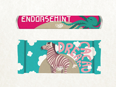 Get Through Life cacao candy chocolate clouds endorsement illustration life mints octopus package packaging zebra