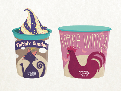 Get Through Life chicken faith hope ice cream illustration kfc life package packaging sundae wings