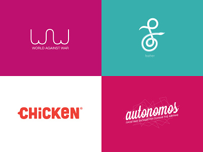 One Hour Logo brand chicken feather fine art identity illustration logo logos war