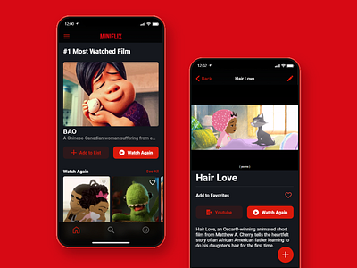 Minflix - Video streaming mobile app UI app design glide hulu mobile netflix no code