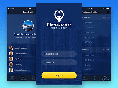 Oceanic Network iOS Mobile App UI Design