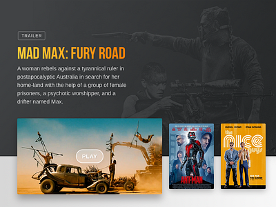 Movie Slider Mad Max design homepage interface movies slider user