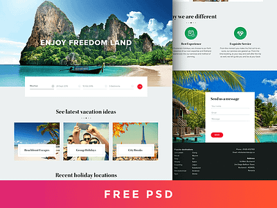 Travel Landing Page - Free PSD attach free landing page psd travel website