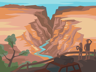 Grand Canyon Travel Illustration grand canyon illustration illustrator landscape mountain park scenery travel vector