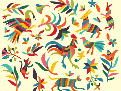 Colorful Mexican Inspired Print Animals