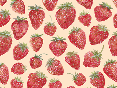 Strawberry Pattern illustration pattern strawberry wallpaper wallpaper design watercolor