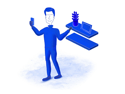 "Shelfie" character guy illustration man plant selfie shelf shelfie situation