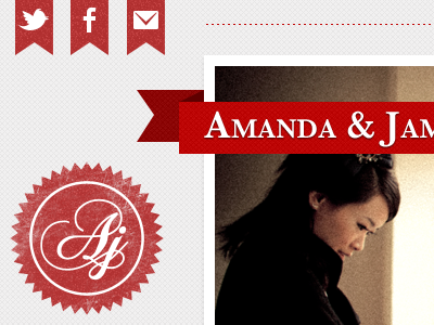 Wedding website & branding drop shadow logo red style touches ui website wedding