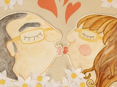 October 8th cute illustration invitation kiss love paper watercolor wedding