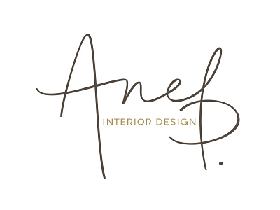 Anel P branding calligraphy gold interior design logo signature