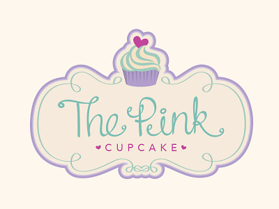 The Pink Cupcake Dribbble badge bakery branding calligraphy cupcake lettering logo pink