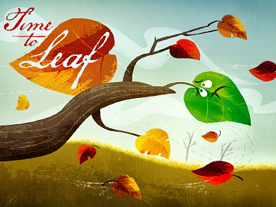 Hanging On autumn character design character development childrens book illustration leaf seasons texture vector
