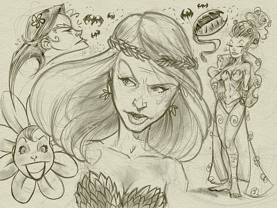 Poison Ivy Sketches cintiq dc comics illustration pencils poison ivy rebound sketches superhero villain
