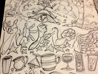 Notes beverages doodles drinks gestures hands illustration moleskin notes panda pencil rabbit scbwi sketch