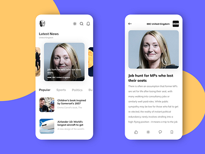 News Reader adobexd design flat flatdesign mobile app mobile ui mobile uiux simple uidesign uiux