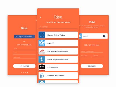 Rise - Sign Up Screens