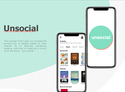 Unsocial Mobile App adobe illustrator adobexd app design illustration interaction minimal ui ux