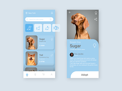 Pet Adoption UI/UX Design adobexd adopt app design dog interaction pet ui uiux uiuxdesign ux