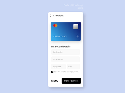 Credit Card Checkout - Daily UI Challenge 002 adobexd app checkout creditcard dailyui dailyuichallenge design minimal shopping ui ux