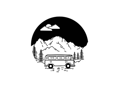 Adventure Car Monoline Logo Design adventure black white black and white black and white logo car design logo logo design monoline monoline logo mountain vector