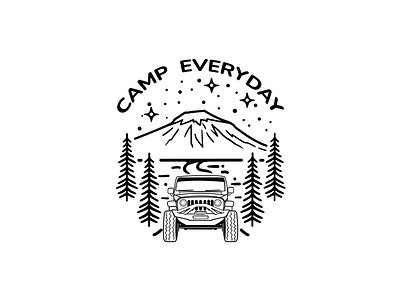 Camp Everyday Monoline Logo Design black white black and white black and white logo camp car design everyday logo logo design monoline logo mountain vector