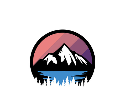 Sunset Mountain Logo Design adobe illustrator adventure circle colorful design illustration lake logo logo design logodesign logos monoline logo mountain sunset vector