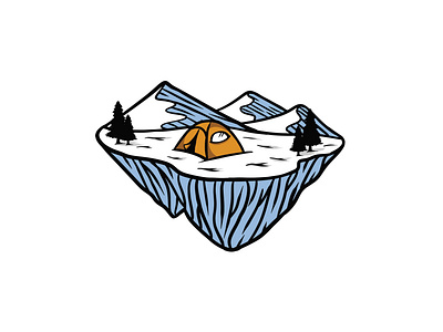 Tent and Mountain Illustration