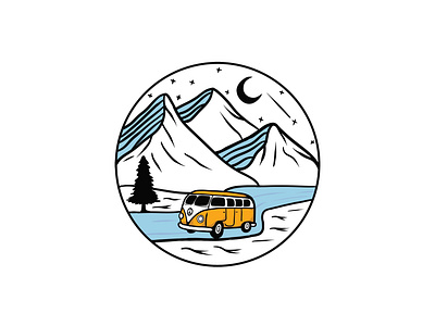 Car Mountain Adventure adobe illustrator adventure car design illustration logo logo design logodesign moon mountain vector