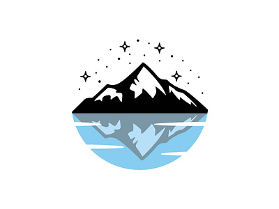 Blue Sea Mountain Logo Illustration