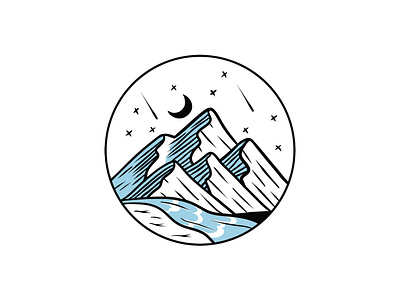 Mountain Shooting Stars Illustration