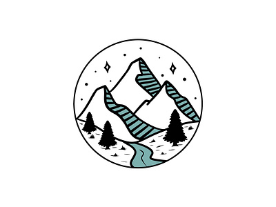 Simple Mountain Adventure Illustration