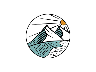 Mountain Beach Simple Illustration