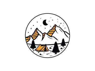 Yellow Camp Simple Mountain Illustration