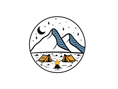 Mountain and Couple Camp Illustration adobe illustrator adventure design logo logo design logodesign monoline monoline logo mountain vector