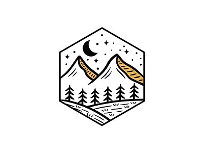 Hexagon Mountain Adventure Illustration